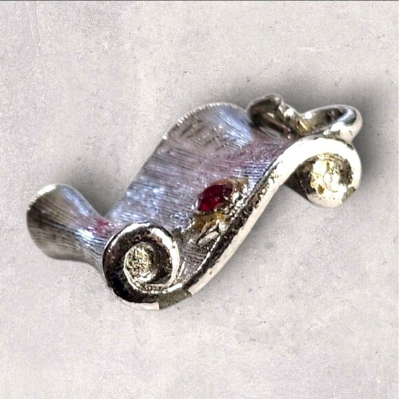 Vintage Sterling Silver Graduation Charms Set Owl w/ Red Eyes + Diploma Scroll - Picture 7 of 10